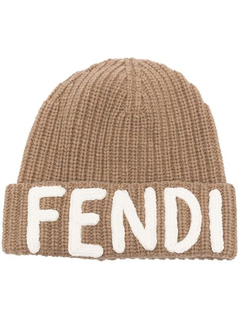 fendi cuffia con logo color senape|FENDI Hats for Women .